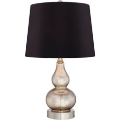 360 Lighting Castine Modern Accent Table Lamps 22" High Set Of 2 Mercury Glass With USB Charging Port Black Faux Silk Shade For Bedroom Bedside Desk -360 Lighting GUEST 4fd1c826 f65f 4743 9547 ac7f5dd30713