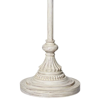 360 Lighting Vintage Chic Floor Lamp 60" Tall Antique White Washed Ivory Brocade Fabric Bell Shade For Living Room Reading Bedroom Office 7 360 Lighting Vintage Chic Floor Lamp 60" Tall Antique White Washed Ivory Brocade Fabric Bell Shade For Living Room Reading Bedroom Office - Image 5
