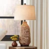 360 Lighting San Carlos Modern Coastal Table Lamp 29" Tall Natural Rattan Wicker Oatmeal Fabric Drum Shade For Bedroom Living Room Bedside Nightstand -360 Lighting GUEST 52a10403 be8b 4bf3 acaf e61d0c4fa922