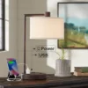 360 Lighting Colby Modern Desk Lamp 21" High Bronze With USB And AC Power Outlet In Base White Linen Drum Shade For Bedroom Living Room Office Family -360 Lighting GUEST 533a0e0f dcee 4413 8f66 173873d0b7c9