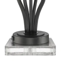 360 Lighting Heather Modern Accent Table Lamps Set Of 2 With Square Risers 22 1/2" High Iron USB And AC Power Outlet In Base Off White Glass For Desk -360 Lighting GUEST 540fc094 2743 40d9 896a 91bf2d75d8ab