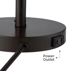 360 Lighting Heyburn Modern Accent Table Lamps 20" High Set Of 2 Bronze With USB And AC Power Outlet In Base Oatmeal Cylinder Shade For Bedroom Desk -360 Lighting GUEST 54b2920b d57f 4138 a09c 540ae32a9564