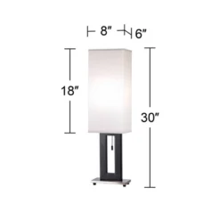 360 Lighting Floating Rectangle Modern Table Lamp 30" Tall Black Metal Open Frame White Fabric Box Shade For Bedroom Living Room Bedside Nightstand -360 Lighting GUEST 5525ec29 a1e7 404a b4ca e0f4557a562a