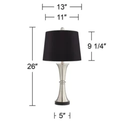 360 Lighting Seymore Modern Table Lamps 26" High Set Of 2 Silver With USB Charging Port LED Touch On Off Black Faux Silk Drum Shade For Bedroom Desk 13 360 Lighting Seymore Modern Table Lamps 26" High Set Of 2 Silver With USB Charging Port LED Touch On Off Black Faux Silk Drum Shade For Bedroom Desk -360 Lighting GUEST 55412ef0 d3d6 4b5d 8249 88398273a629