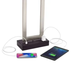 360 Lighting Todd Modern Table Lamp 30" Tall Steel Open Rectangle With USB And AC Power Outlet In Base White Shade For Bedroom Living Room Bedside -360 Lighting GUEST 590110dd 9173 45cb b6e4 ca3afea67600