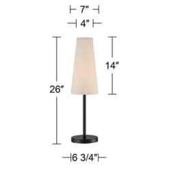 360 Lighting Modern Table Lamp 26" High Espresso Bronze Metal Off White Linen Cone Shade For Bedroom Living Room House Home Bedside Nightstand Office -360 Lighting GUEST 5942fdfe ee14 4ecb be00 90eaef76284c