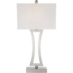360 Lighting Roxie Modern Table Lamps 31" Tall Set Of 2 Brushed Nickel With Dimmers Off White Fabric Shade For Bedroom Living Room Bedside Nightstand -360 Lighting GUEST 59972a91 2dc4 41e4 8e6a 51250034fbc0