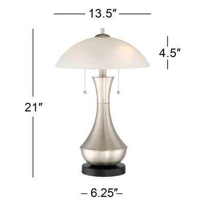 360 Lighting Simon Modern Accent Table Lamps Set Of 2 21" High Silver With USB Charging Port White Glass Dome Shade For Bedroom Living Room House Desk 9 360 Lighting Simon Modern Accent Table Lamps Set Of 2 21" High Silver With USB Charging Port White Glass Dome Shade For Bedroom Living Room House Desk - Image 7