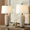 360 Lighting Anna Modern Coastal Table Lamps 27 1/4" Tall Set Of 2 Beige White Tapered Drum Shade For Bedroom Living Room Bedside Nightstand Office