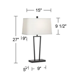 360 Lighting Cole Modern Table Lamps 27" Tall Set Of 2 Black Metal With USB Charging Ports White Rectangular Shade For Bedroom Living Room Bedside -360 Lighting GUEST 5ad108d5 96c0 471a 8f11 df4a1a1a43c2