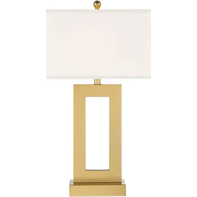 360 Lighting Marshall Modern Table Lamp 30" Tall Gold Open Base Oatmeal Rectangular Shade For Bedroom Living Room Bedside Nightstand Office House Home 8 360 Lighting Marshall Modern Table Lamp 30" Tall Gold Open Base Oatmeal Rectangular Shade For Bedroom Living Room Bedside Nightstand Office House Home - Image 6