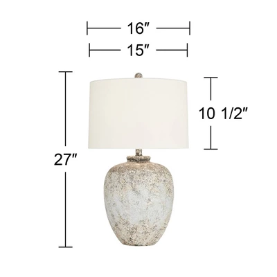 360 Lighting Astaire 27" Tall Urn Jar Farmhouse Rustic Table Lamp Weathered Vintage Finish Single White Shade Living Room Bedroom Bedside Nightstand 9 360 Lighting Astaire 27" Tall Urn Jar Farmhouse Rustic Table Lamp Weathered Vintage Finish Single White Shade Living Room Bedroom Bedside Nightstand - Image 7