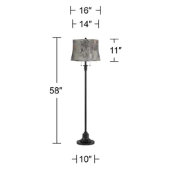 360 Lighting Dyna Traditional 58" Tall 2-Light Standing Floor Lamp Skinny Pole Pull Chain Black Finish Living Room Bedroom House Drum Gray Swirl Shade -360 Lighting GUEST 5c5ea19d efa1 4241 a762 4aa29a604317