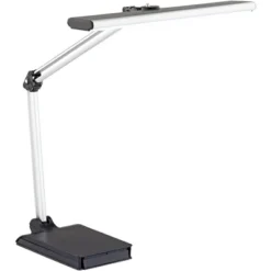 360 Lighting Flynn 25" High Modern Desk Lamps Set Of 2 USB Port Adjustable LED Black Silver Metal Home Office Living Room Charging Bedroom Bedside -360 Lighting GUEST 5d746334 4cf8 4e21 8238 2cc7aa85b958