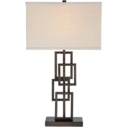 360 Lighting Kory Industrial Table Lamp 29" Tall Bronze Metal With USB Charging Port Rectangular Shade For Bedroom Living Room Bedside Nightstand Kids -360 Lighting GUEST 5d814f33 8d03 4d24 b0e2 8391d4e0672a