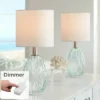 360 Lighting Rita Modern Accent Table Lamps 14 3/4" High Set Of 2 Blue Green Glass With Table Top Dimmers White Drum Shade For Bedroom Living Room -360 Lighting GUEST 5e524cbc 4b90 448a 9ae0 15d78294e455
