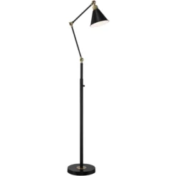360 Lighting Wray Mid Century Modern 61" Tall Standing Floor Lamps Set Of 2 Lights Task Adjustable Black Metal Antique Brass Finish Living Room House -360 Lighting GUEST 5ebd316c 2a69 4e03 917a a325f9c3691c