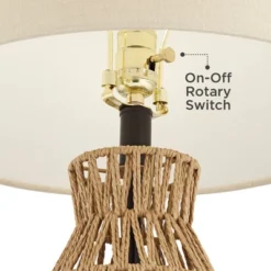 360 Lighting San Carlos Coastal Modern Table Lamps 29" Tall Set Of 2 Natural Rattan Wicker Oatmeal Fabric Drum Shade For Bedroom Living Room Bedside -360 Lighting GUEST 5fca7127 091a 456b b230 6b953286acd5
