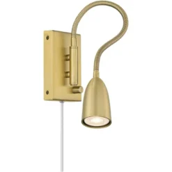 360 Lighting Lido Mid Century Modern Wall Lamp Warm Gold Plug-in 2 1/4" Fixture Adjustable Gooseneck For Bedroom Reading Living Room Hallway House -360 Lighting GUEST 5ff396a4 7f3d 4c03 b7ba ce422d6cc630