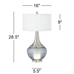 360 Lighting Courtney Modern Table Lamps 28 1/2" Tall Set Of 2 Fluted Smoked Glass With Nightlight White Linen Drum Shade For Living Room Nightstand -360 Lighting GUEST 60ab333c 4920 445c b40e 3ccf9b8671c1 1