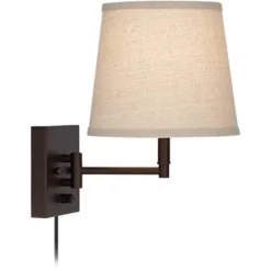 360 Lighting Lanett Modern Swing Arm Wall Lamps Set Of 2 Painted Bronze Plug-in Light Fixture Oatmeal Empire Shades For Bedroom Bedside Living Room -360 Lighting GUEST 60bf28e4 f77d 4822 ad6c 72848c725b7c