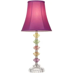 360 Lighting Bohemian Country Cottage Accent Table Lamp 21" High Orchid Stacked Glass Off White Bell Shade For Bedroom Living Room Bedside Nightstand -360 Lighting GUEST 6159f1d1 628d 4f2e a085 f19d2b9ca509