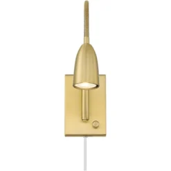 360 Lighting Lido Mid Century Modern Wall Lamp Warm Gold Plug-in 2 1/4" Fixture Adjustable Gooseneck For Bedroom Reading Living Room Hallway House -360 Lighting GUEST 61fd6879 dd95 4156 8d0b 0544a4996898