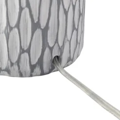 360 Lighting Patrick Modern Coastal Table Lamp 26 1/4" High Gray White Wash Geometric Ceramic Drum Fabric Shade For Bedroom Living Room Bedside Office -360 Lighting GUEST 6208b4ae 0bce 42c8 b45f f4e39e161a8b 1