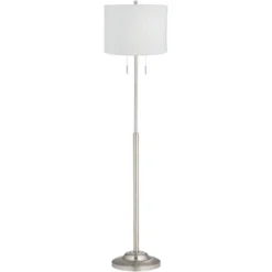 360 Lighting Abba Modern Floor Lamp Standing 66" Tall Brushed Nickel Silver White Plastic Weave Drum Shade For Living Room Bedroom Office House Home
