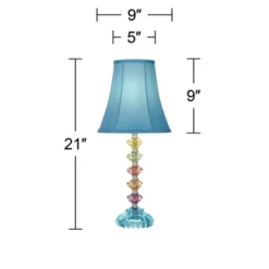 360 Lighting Bohemian Country Cottage Accent Table Lamp With Table Top Dimmer 21" High Teal Blue Stacked Glass For Bedroom Living Room Bedside Office 9 360 Lighting Bohemian Country Cottage Accent Table Lamp With Table Top Dimmer 21" High Teal Blue Stacked Glass For Bedroom Living Room Bedside Office -360 Lighting GUEST 6306b16d f1dc 4d32 bb3c 390cf8d12757