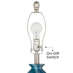 360 Lighting Carlton 28" Tall Modern Table Lamps Set Of 2 WiFi Smart Socket Blue Marble Finish Living Room Bedroom Bedside Nightstand White Shade -360 Lighting GUEST 631b944d 6e22 4e0c a9f0 45cc01cc81b3