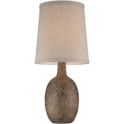 360 Lighting Chalane Rustic Accent Table Lamps 23 1/2" High Set Of 2 Antique Bronze Hammered Natural Linen Shade For Bedroom Living Room Bedside House -360 Lighting GUEST 63823848 08b7 437c b8df 212c0dda3a48