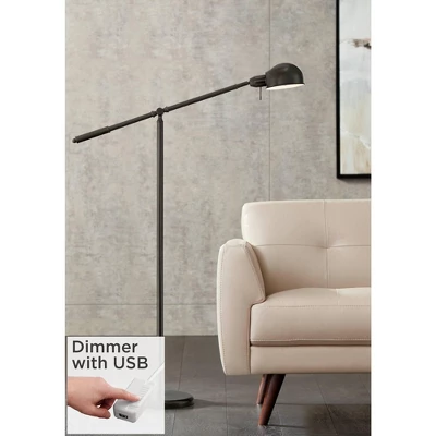 360 Lighting Traditional Pharmacy Floor Lamp With USB Charging Port 55" Tall Dark Bronze Dome Shade Adjustable Arm Living Room Reading 3 360 Lighting Traditional Pharmacy Floor Lamp With USB Charging Port 55" Tall Dark Bronze Dome Shade Adjustable Arm Living Room Reading