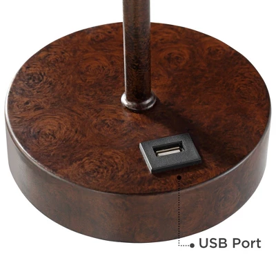 360 Lighting Justin Modern Accent Table Lamps 18 1/4" High Set Of 2 Marbled Bronze Metal With USB Charging Ports Oatmeal Drum Shade For Bedroom Desk 6 360 Lighting Justin Modern Accent Table Lamps 18 1/4" High Set Of 2 Marbled Bronze Metal With USB Charging Ports Oatmeal Drum Shade For Bedroom Desk - Image 4