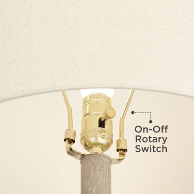 360 Lighting Julio Modern Table Lamp 30" Tall Natural Gray Ceramic Oatmeal Drum Shade For Bedroom Living Room Bedside Nightstand Office Kids House 6 360 Lighting Julio Modern Table Lamp 30" Tall Natural Gray Ceramic Oatmeal Drum Shade For Bedroom Living Room Bedside Nightstand Office Kids House - Image 4