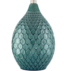 360 Lighting Modern Table Lamp With USB Charging Port 24 3/4" High Sea Foam Ceramic Oatmeal Drum Shade For Living Room Desk Bedroom -360 Lighting GUEST 65a82152 1a9a 4a2e 91f6 b84d7352b90d