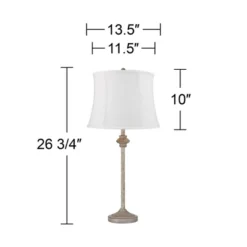 360 Lighting Lynn Country Cottage Buffet Table Lamps 26 3/4" High Set Of 2 Beige Wood White Drum Shade For Bedroom Living Room Bedside Nightstand Kids -360 Lighting GUEST 665c3319 bfc9 41bf aa11 30d8e6248106