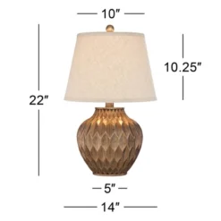 360 Lighting Buckhead Modern Accent Table Lamp 22" High Warm Bronze Brown Geometric Fabric Drum Shade For Bedroom Living Room Bedside Nightstand 11 360 Lighting Buckhead Modern Accent Table Lamp 22" High Warm Bronze Brown Geometric Fabric Drum Shade For Bedroom Living Room Bedside Nightstand -360 Lighting GUEST 67bd50d3 9b9b 402e a357 efc3e7b062b7