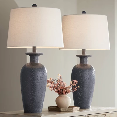 360 Lighting Glenwood 28" Tall Farmhouse Rustic Country Cottage Table Lamps Set Of 2 Charcoal Gray Living Room Bedroom Bedside Nightstand House 3 360 Lighting Glenwood 28" Tall Farmhouse Rustic Country Cottage Table Lamps Set Of 2 Charcoal Gray Living Room Bedroom Bedside Nightstand House