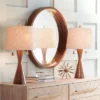 360 Lighting Omar Modern Modern Mid Century Table Lamps 28 3/4" Tall Set Of 2 Brown Wood Oatmeal Tapered Drum Shade For Bedroom Living Room Bedside -360 Lighting GUEST 6aef1581 2c65 4013 a9ca 3d916318f5f6