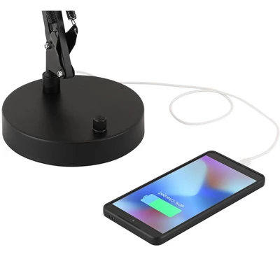 360 Lighting Wyatt 25" High Modern Desk Lamp USB Port Architect Adjustable Height Black Finish Metal Single Home Office Living Room Charging Bedroom 4 360 Lighting Wyatt 25" High Modern Desk Lamp USB Port Architect Adjustable Height Black Finish Metal Single Home Office Living Room Charging Bedroom - Image 2