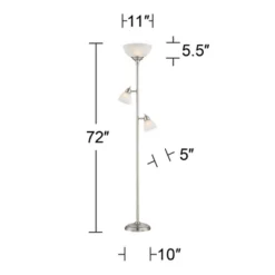 360 Lighting Ellery Modern Torchiere Floor Lamp With Side Lights 72" Tall Brushed Nickel Frosted White Glass Shade For Living Room Reading Bedroom -360 Lighting GUEST 6b8cb13f 3c91 4d63 91b2 962b241191fe