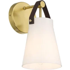 360 Lighting Ashley 10 1/2" High Antique Brass And Leather Wall Sconce -360 Lighting GUEST 6bd4f83f d0f4 4036 879a 9245f1b6d78b