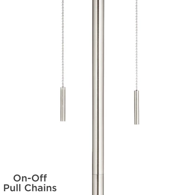 360 Lighting Abba Modern 66" Tall Standing Floor Lamp Skinny Pole Pull Chain Silver Metal Brushed Nickel Finish Living Room Pleated Peach Pink Shade 4 360 Lighting Abba Modern 66" Tall Standing Floor Lamp Skinny Pole Pull Chain Silver Metal Brushed Nickel Finish Living Room Pleated Peach Pink Shade - Image 2