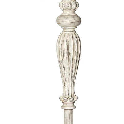 360 Lighting Vintage Shabby Chic Floor Lamp 60" Tall Antique White Cream Scallop Fabric Dome Shade Fringe For Living Room Reading Bedroom 6 360 Lighting Vintage Shabby Chic Floor Lamp 60" Tall Antique White Cream Scallop Fabric Dome Shade Fringe For Living Room Reading Bedroom - Image 4