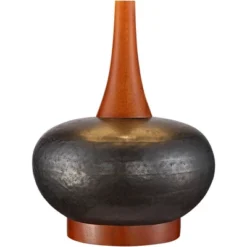 360 Lighting Andi Modern Mid Century Table Lamp 24 1/2" High Hammered Brown Ceramic Red Oak Wood Off White Shade For Bedroom Living Room Bedside Desk -360 Lighting GUEST 6d7bc6c6 bfe9 4cb9 a63c 3a781b6d4320 1