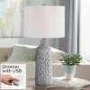 360 Lighting Modern Coastal Modern Table Lamp 26 1/4" High With USB Dimmer Whitewash Gray Ceramic White Drum Shade For Bedroom Living Room House Desk -360 Lighting GUEST 6da4a813 2888 49dd bee5 d8df8e8079bf