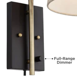 360 Lighting Chester Modern Swing Arm Wall Lamp Brass Black Plug-in Light Fixture Tan Drum Shade For Bedroom Bedside Living Room Reading Home House -360 Lighting GUEST 6e078809 9753 4d06 a34c 2d41ae13489a