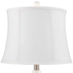 360 Lighting Jane Modern Table Lamps 25" High Set Of 2 White Ceramic Softback Fabric Drum Shade For Bedroom Living Room Bedside Nightstand Office Home