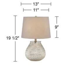 360 Lighting Country Cottage Accent Table Lamps 19 1/2" High Set Of 2 Mercury Glass Teardrop Gray Drum Shade For Bedroom Bedside -360 Lighting GUEST 6e246736 eeb0 45e5 a862 b0ef23d75a9b